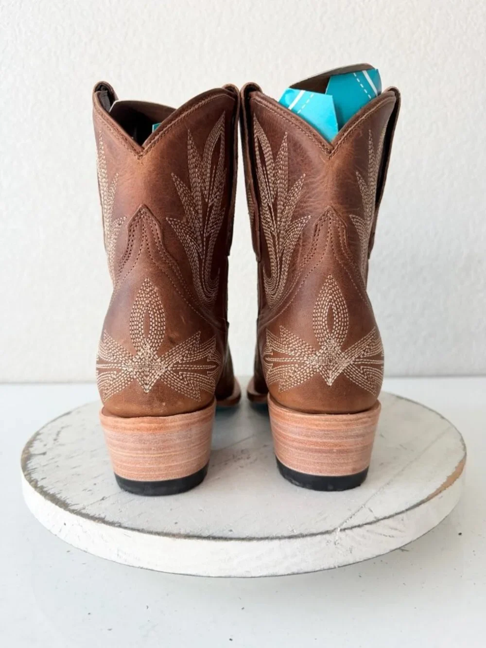 Lane Boots LEXINGTON Brown Cowboy Bootie Womens 8 Western Cowgirl Short Snip Toe